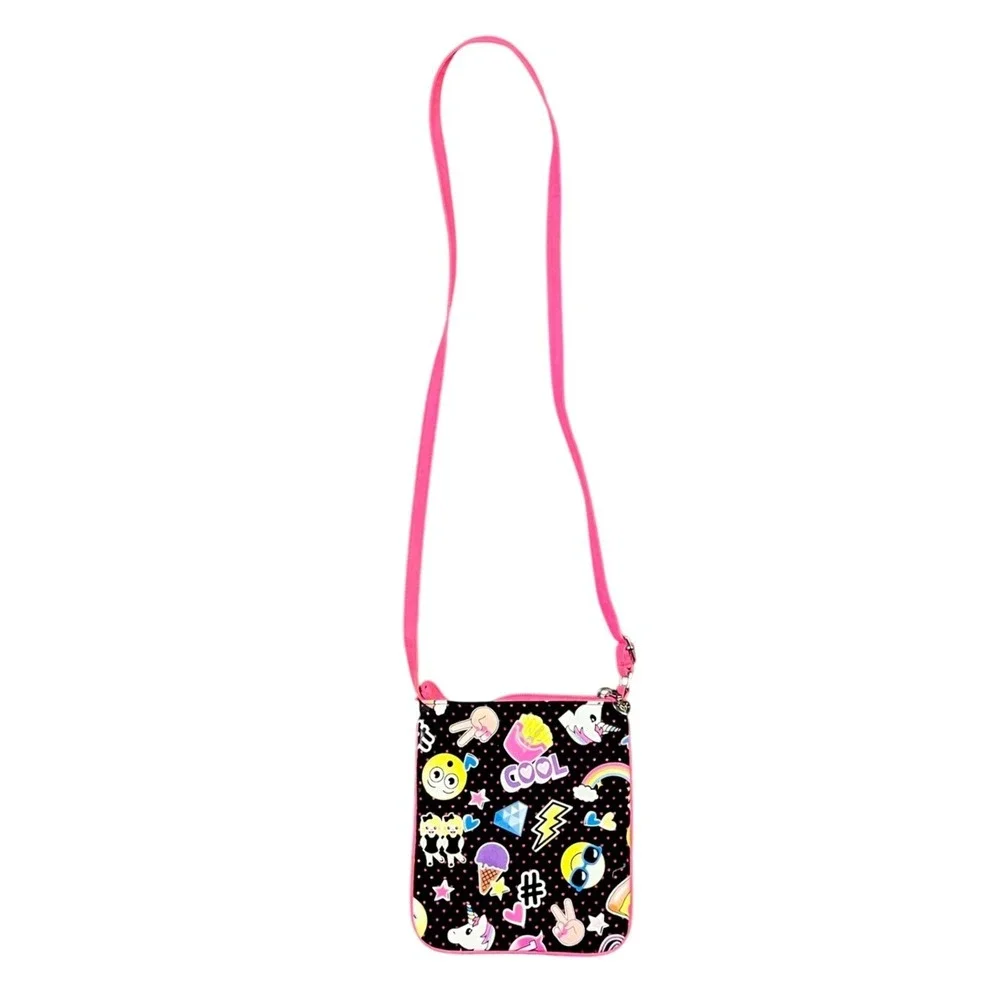Justice Girls Crossbody Bag Initial H Emoji Polka Dot Black Pink Glitter Purse